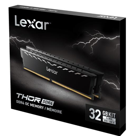 LEXAR 32GB THOR RAM DT GAMING DDR4 3200MHZ (2x16GB) XMP WITH HEATSINK DARK GREY COLOR DUAL PACK LD4BU016G-R3200GD